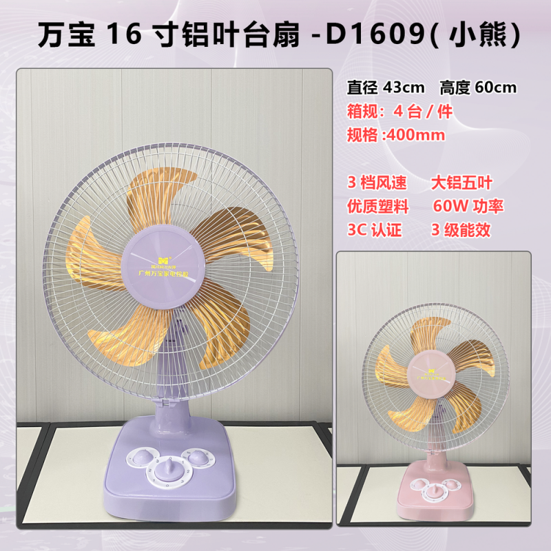 万宝16寸铝叶台扇-D1609(小熊）