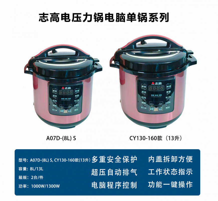 志高电压力锅电脑单锅-A07D(8L) S