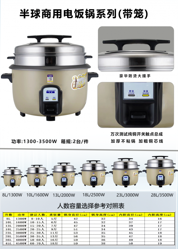 总厂半球-2500W带笼（18L香槟色）